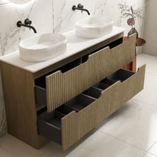 Lilinoe 1500mm Natural Oak Freestanding Double Vanity with Stone Countertop